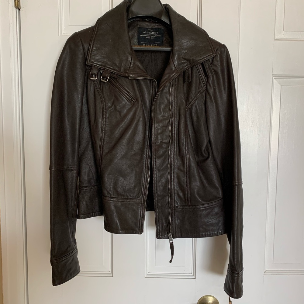 All Saints real leather moto jacket “Belvedere”